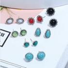 Set Of 7: Stud Earring (various Designs) As Shown In Figure - One Size