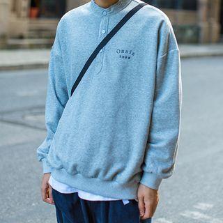 Lettering Henley Sweatshirt