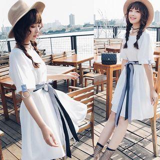 Ring Detail Bow-accent A-line Dress
