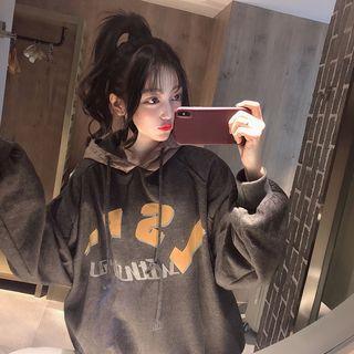 Lettering Hoodie Dark Gray - One Size