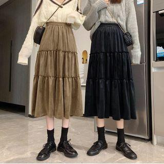 Velvet Layered High-waist Skirt