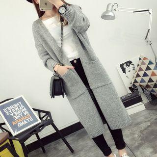 Open Front Pocketed Knit Coat