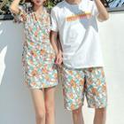 Couple Matching Short-sleeve Mini A-line Dress / Shorts / T-shirt