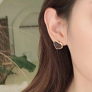 Alloy Heart Earring 1 Pair - Al2151 - Love Heart - Dark Coffee - One Size
