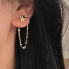 Star Rhinestone Chain Stainless Steel Earring 1 Pair - Gold - One Size