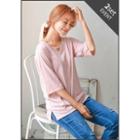 Set Of 2: 3/4-sleeve Ribbed T-shirt