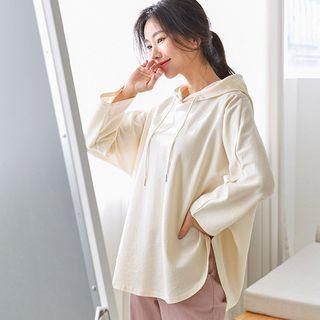 Dolman-sleeve Asymmetric-hem Hoodie
