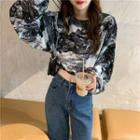 Marble Long-sleeve Top Black - One Size
