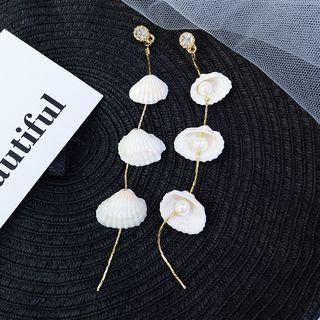 Shell & Pearl Dangle Earring 1 Pair - Shell Pearl - One Size