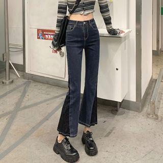 High Waist Two Tone Boot-cut Jeans