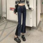 High Waist Two Tone Boot-cut Jeans