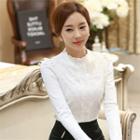 Long Sleeve Mock Neck Lace Top