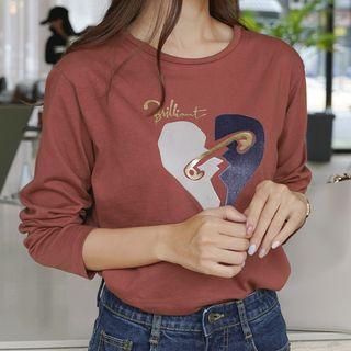 Velvet-patched Printed T-shirt