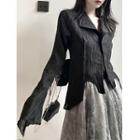 Long-sleeve Asymmetrical Hem Button-up Shirt