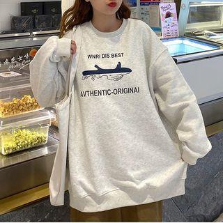 Mock Two Piece Loose-fit Printed Sweatshirt