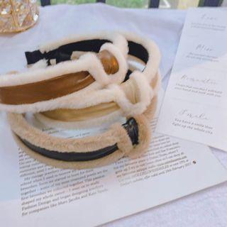 Chenille Faux Leather Headband