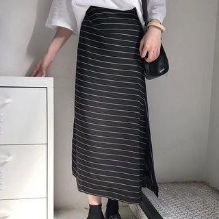 High Waist Striped Midi Skirt
