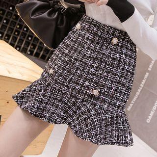 Double-breasted Mini Tweed Skirt
