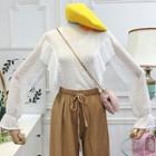 Bell-sleeve Ruffle Trim Chiffon Top