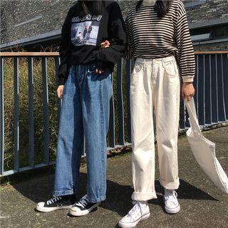 Washed Loose-fit Straight-cut Jeans