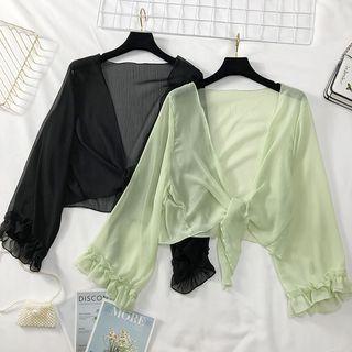 Open-back Sheer Chiffon Cardigan
