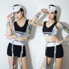 Lettering Cropped Tank Top / Shorts / Mini Skirt / Oversleeve / Set