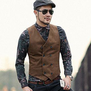 Plain Double-breasted Vest