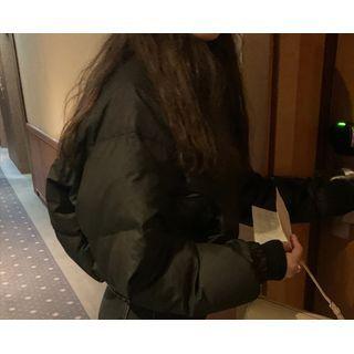 Drawstring-hem Duck Down Puffer Jacket (black) One Size