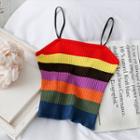 Rainbow Striped Knit Vest Rainbow - One Size