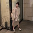Double-breasted Wool Jacket / Loose-fit Hooded Pullover / Midi Skirt