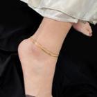 Titanium Steel Snake Double-layered Anklet Gold - One Size