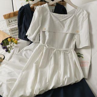 Tie-back Square-neck Midi Dress