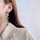 Rhinestone Heart Dangle Earring 1 Pair - E2305 - Purple - One Size