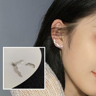 Rhinestone Asymmetrical Earring Silver - One Size
