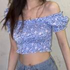 Short-sleeve Cropped Floral Top