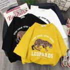 Elbow-sleeve Leopard T-shirt