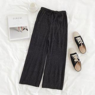 Knit Wide-leg Pants Dark Gray - One Size