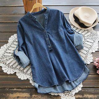 V-neck Denim Blouse