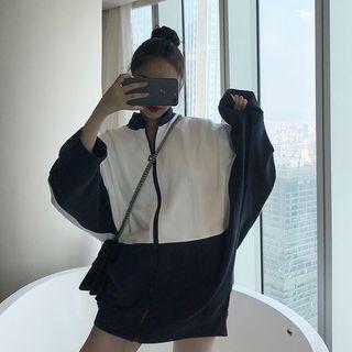 Loose-fit Colorblock Hoodie As Figure - One Size