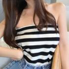 Striped Knitted Tube Top Stripes - Black & White - One Size
