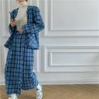 Plaid Blazer / Maxi A-line Skirt