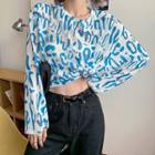 Long-sleeve Leopard Print Lettering Light T-shirt