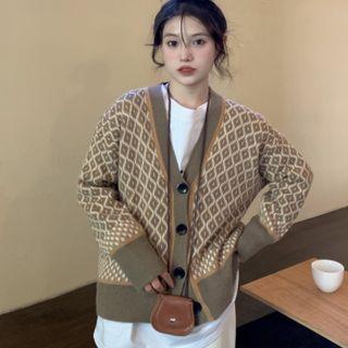 Pattern Cardigan Coffee - One Size