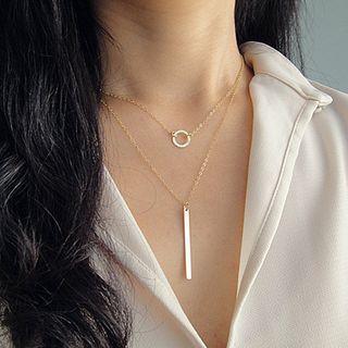 Bar Layered Necklace Gold - One Size