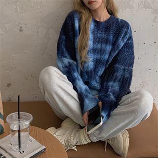 Dye Print Cable-knit Sweater
