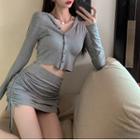 Button-up Hoodie / Mini Skort