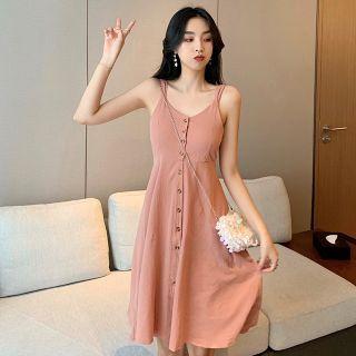 Spaghetti Strap Bow Back A-line Dress