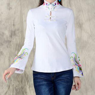 Embroidered Flared-sleeve Hanfu Top