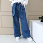Detachable Sleeve-detail Wide-leg Jeans