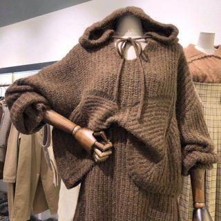 Plain Knit Hoodie / Mini Skirt